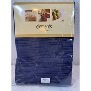 Elements Navy Blue Ribbed Round Tablecloth 90 Inch Cotton Blend NIP navy